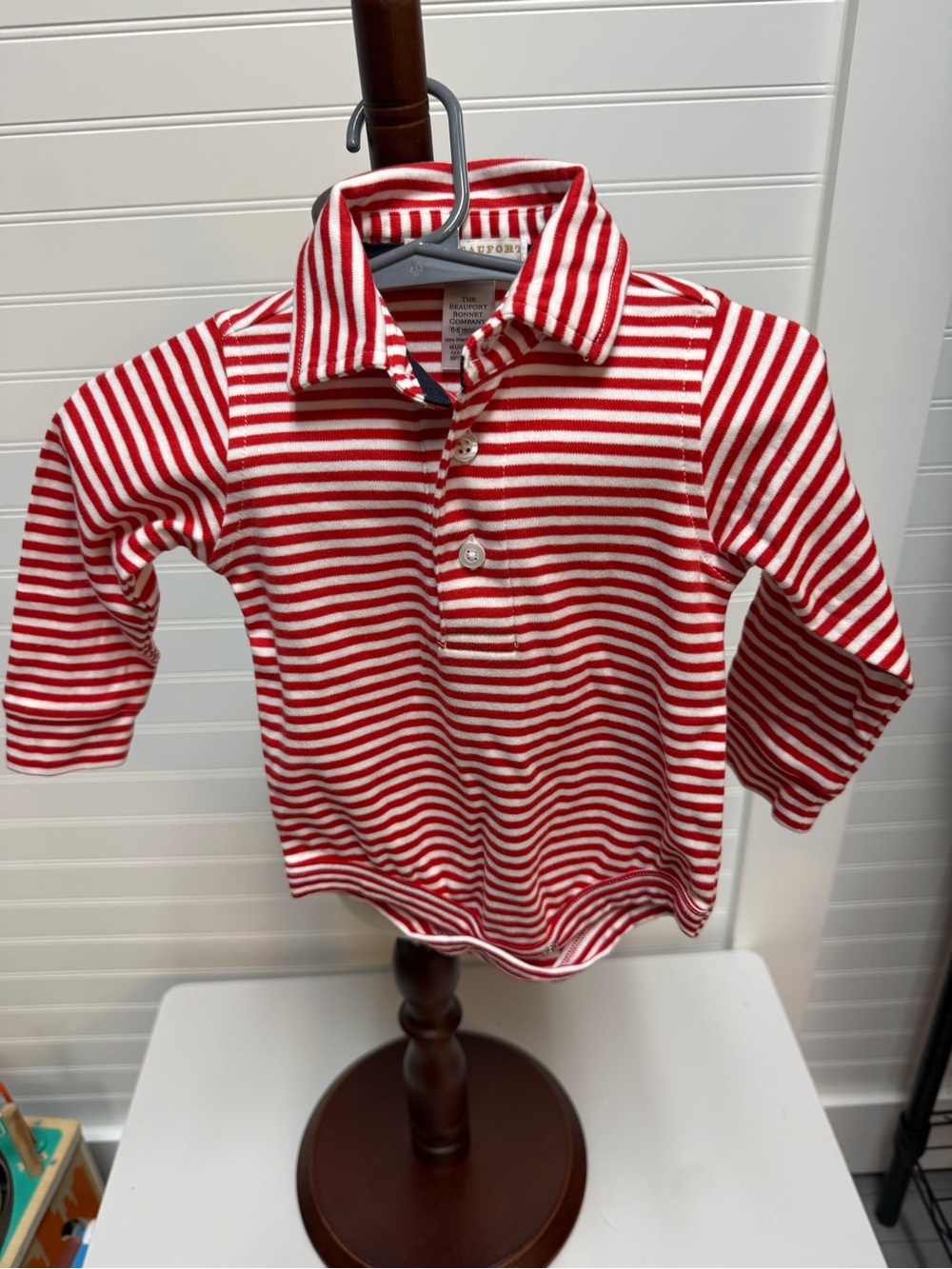 The Beaufort Bonnet Company Red & White Striped Button-Down Kids Shirt - Picture 3 of 5
